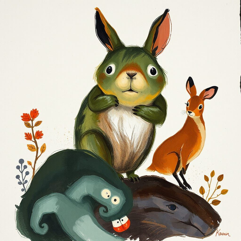 Gouache Art in Whimsical Style