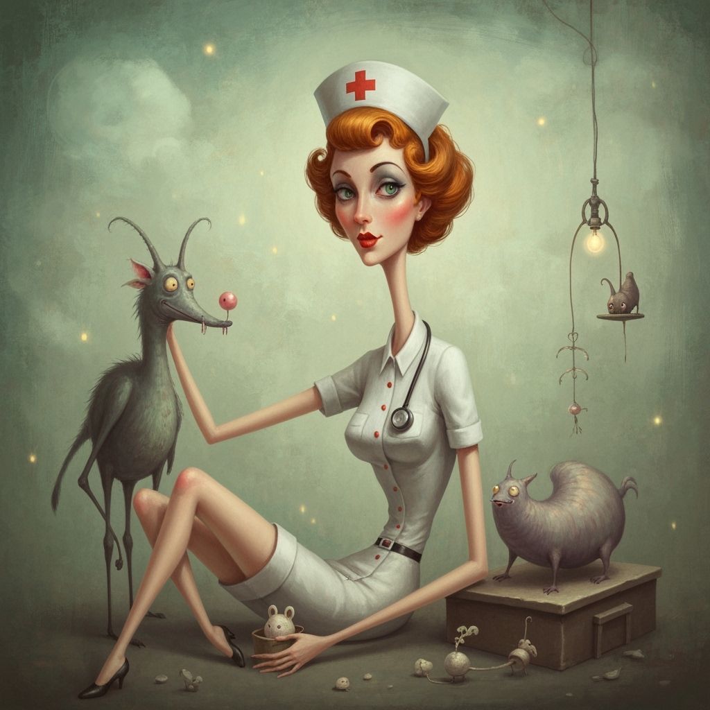 Whimsical Pin-Up Nurse Tends to Strange Creatures