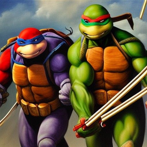 Michelangelo Reaches His Potential, Oil Painting