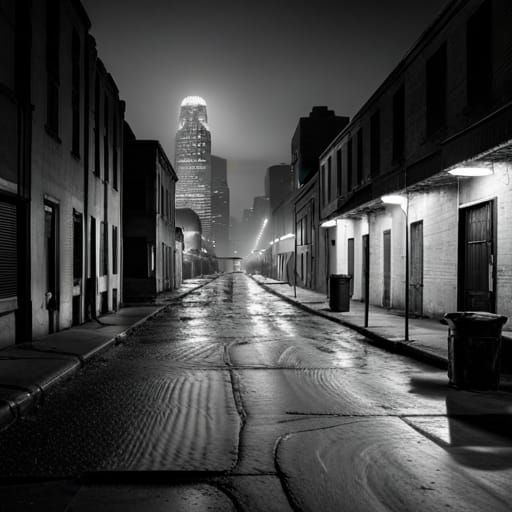 Gritty Back Streets of Houston at Night
