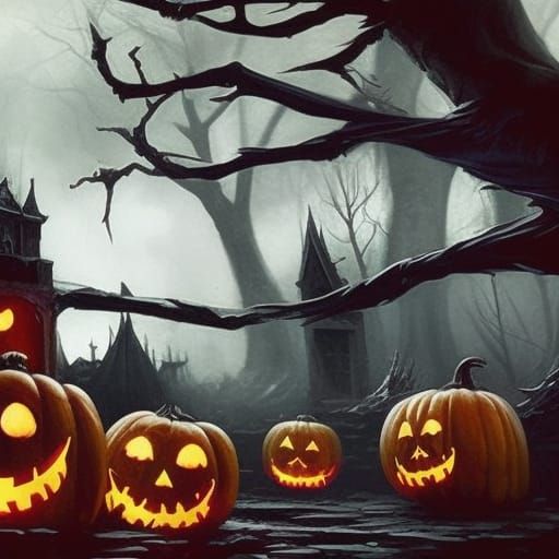 Halloween Pumpkin King: Detailed Dark Fantasy Art