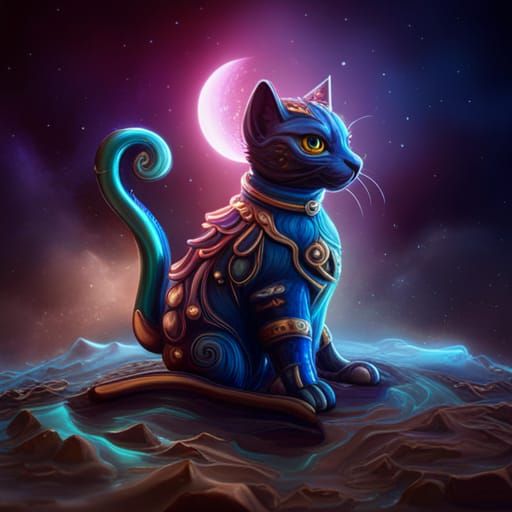 Aquarius Zodiac Sign as Detailed Cat Painting