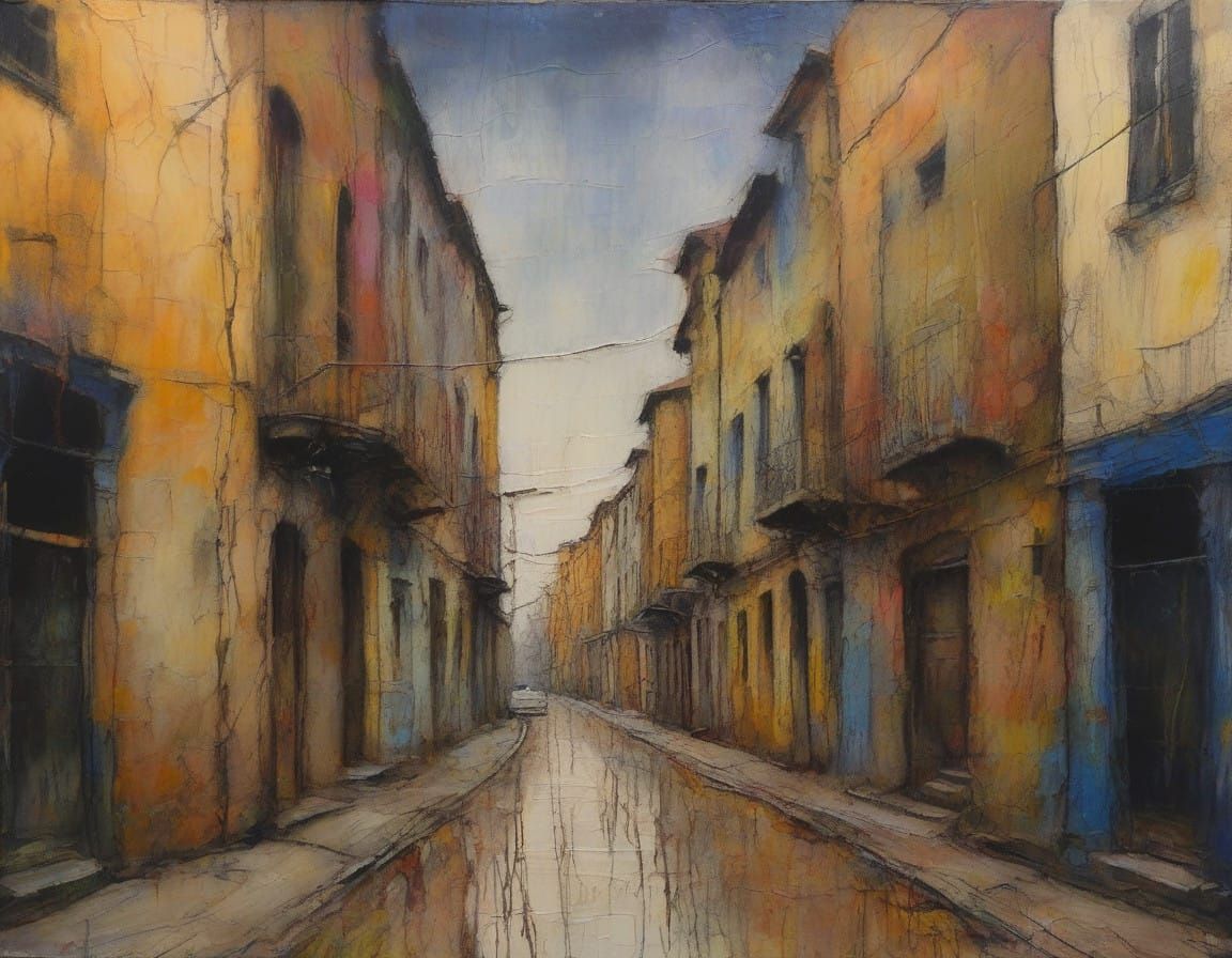 Ethereal Metropolis in Sepia and Gold