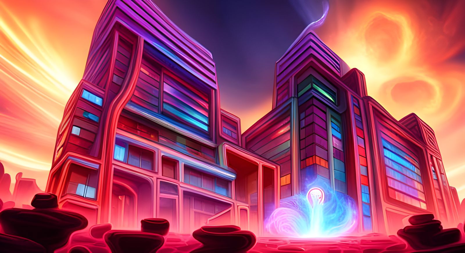 Psychedelic Robotics Plant with Milky Way in Surreal Art