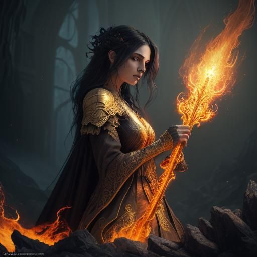 Woman at the Stake in Roaring Flames