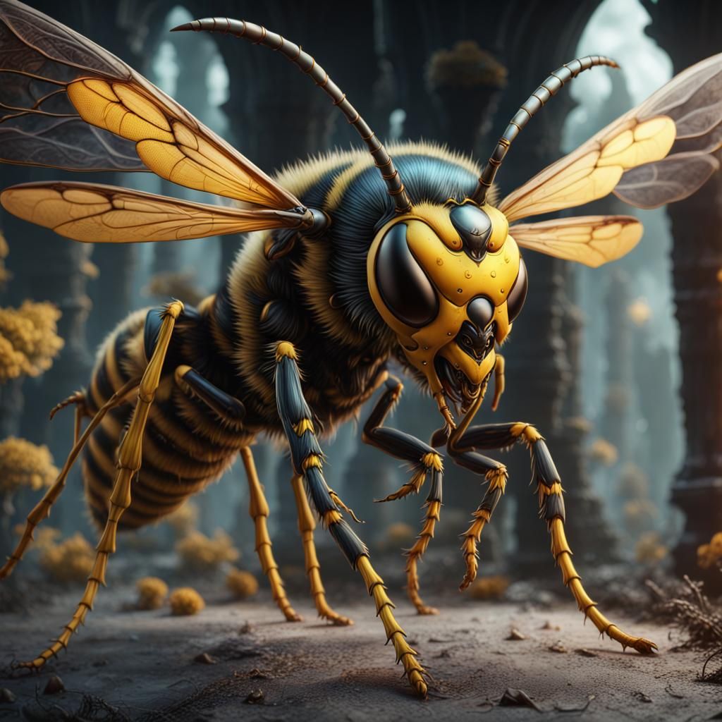 Demonic Wasp Monster in Detailed Matte Painting