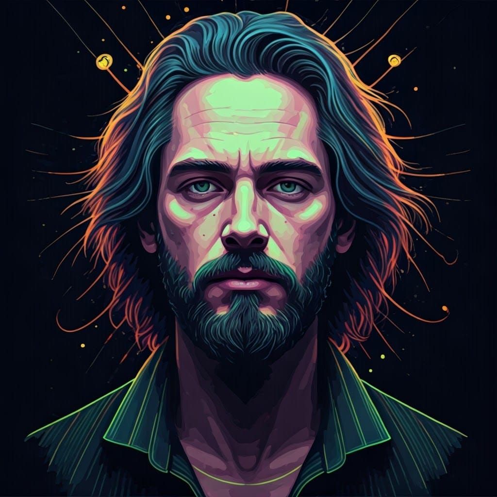 Psychedelic Portrait in Surreal Vector Style