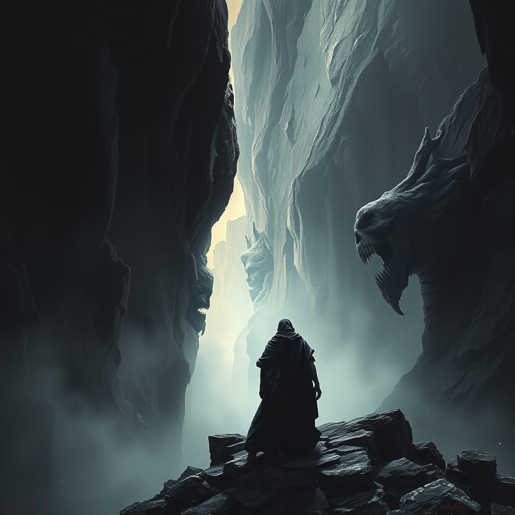Horror Illustration of Souls Separated by Chasm