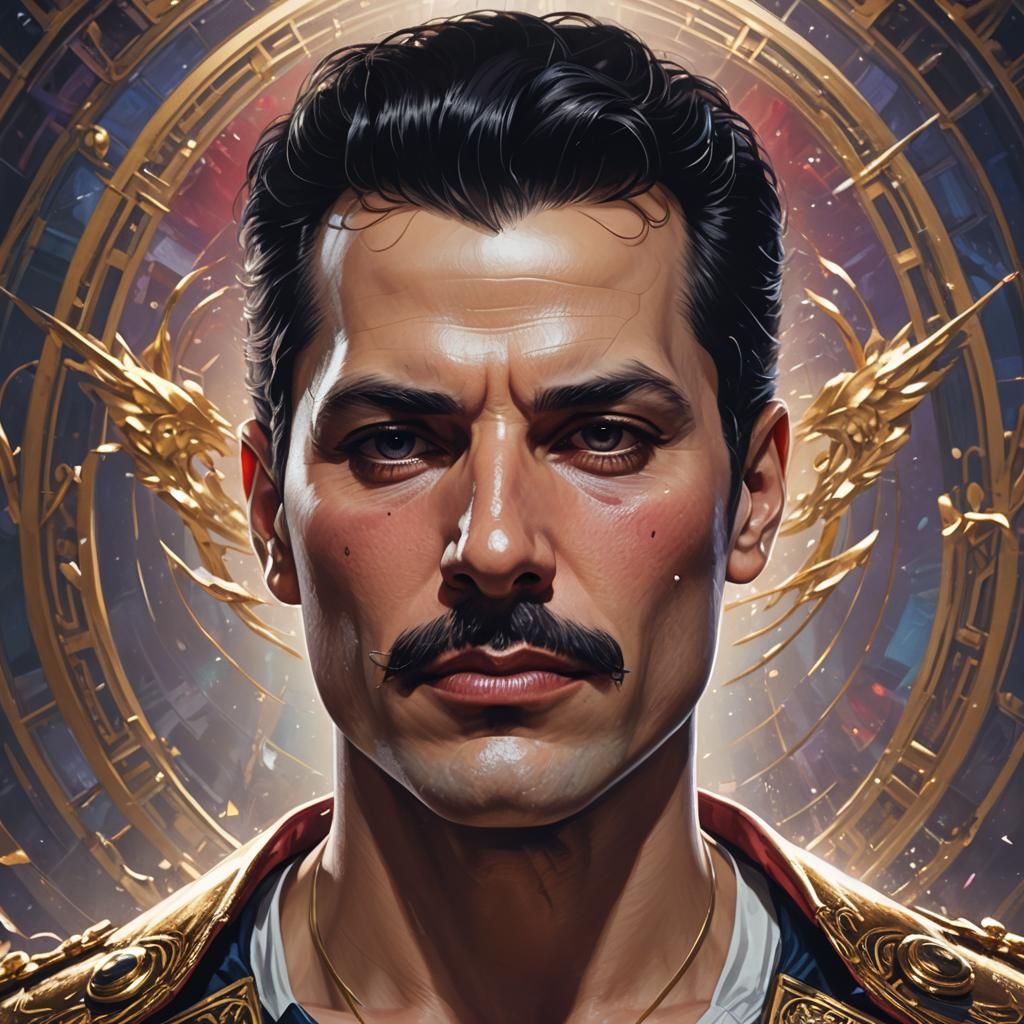 Freddy Mercury Portrait in Art Nouveau Style
