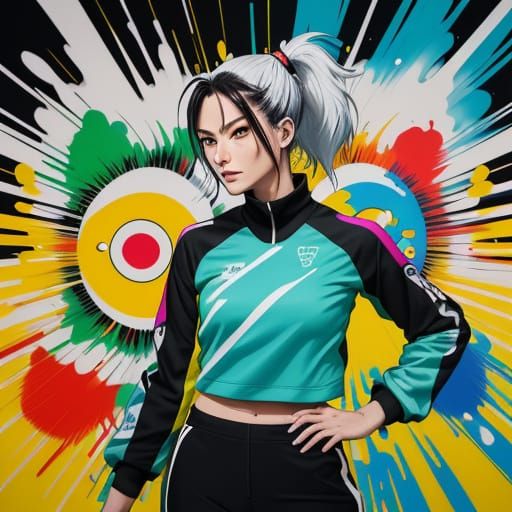 Vibrant Anime-Inspired Portrait of a Fencing Champion