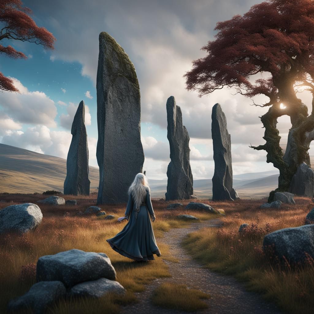 White Witch at Standing Stones in Highlands