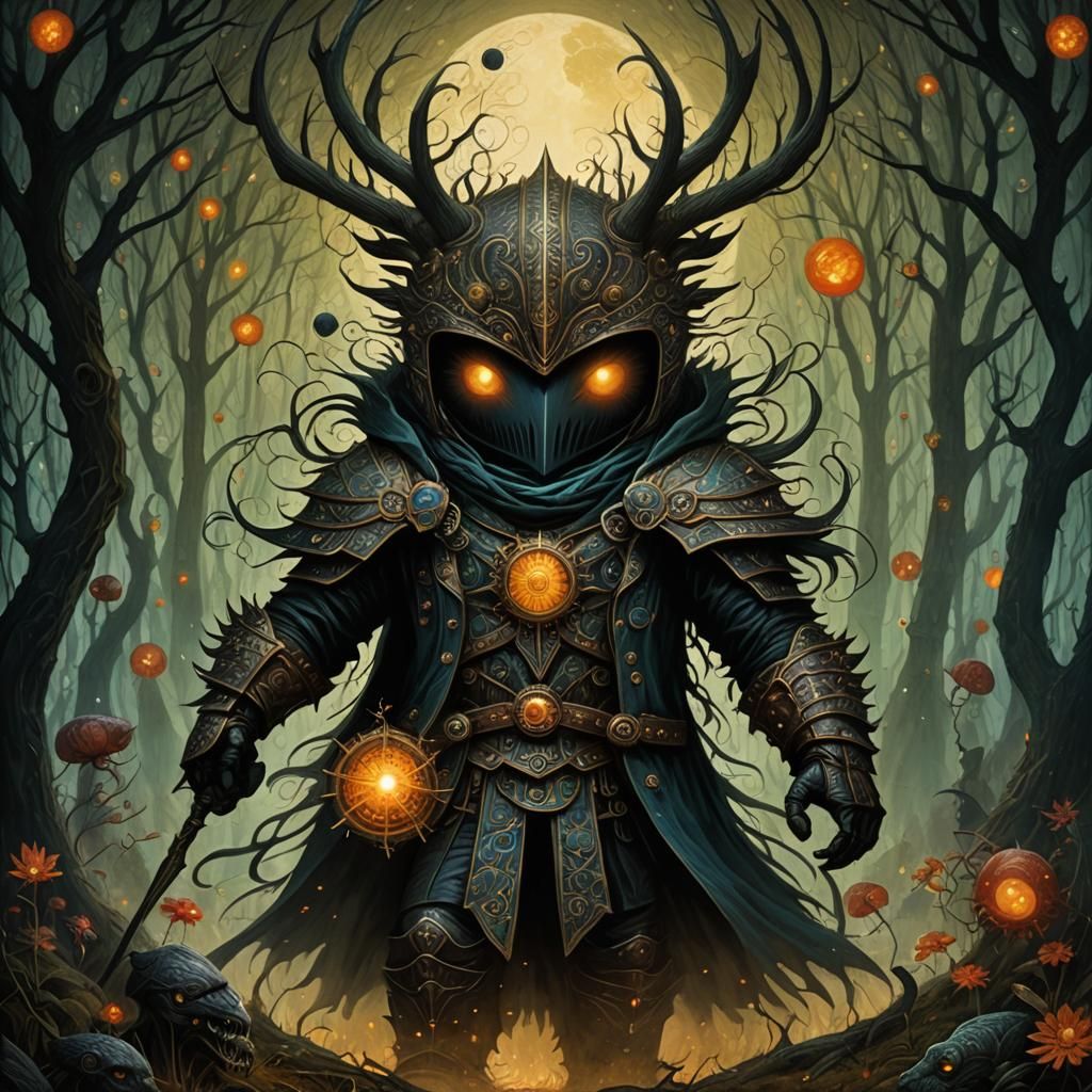 Epic Dark Fantasy Sci-Fi Final Boss in Art Brut Style