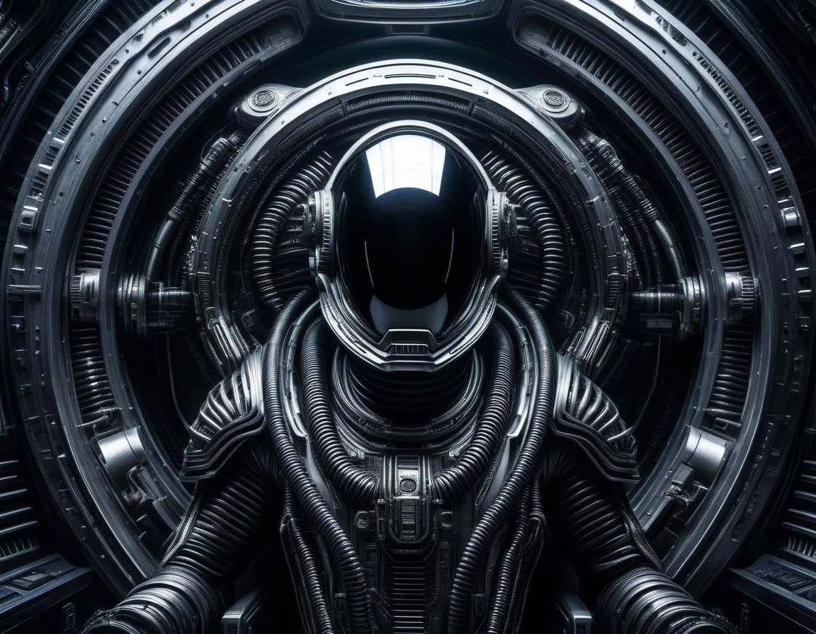 Life on a Giger-Inspired Spaceship in Hyperrealistic Detail