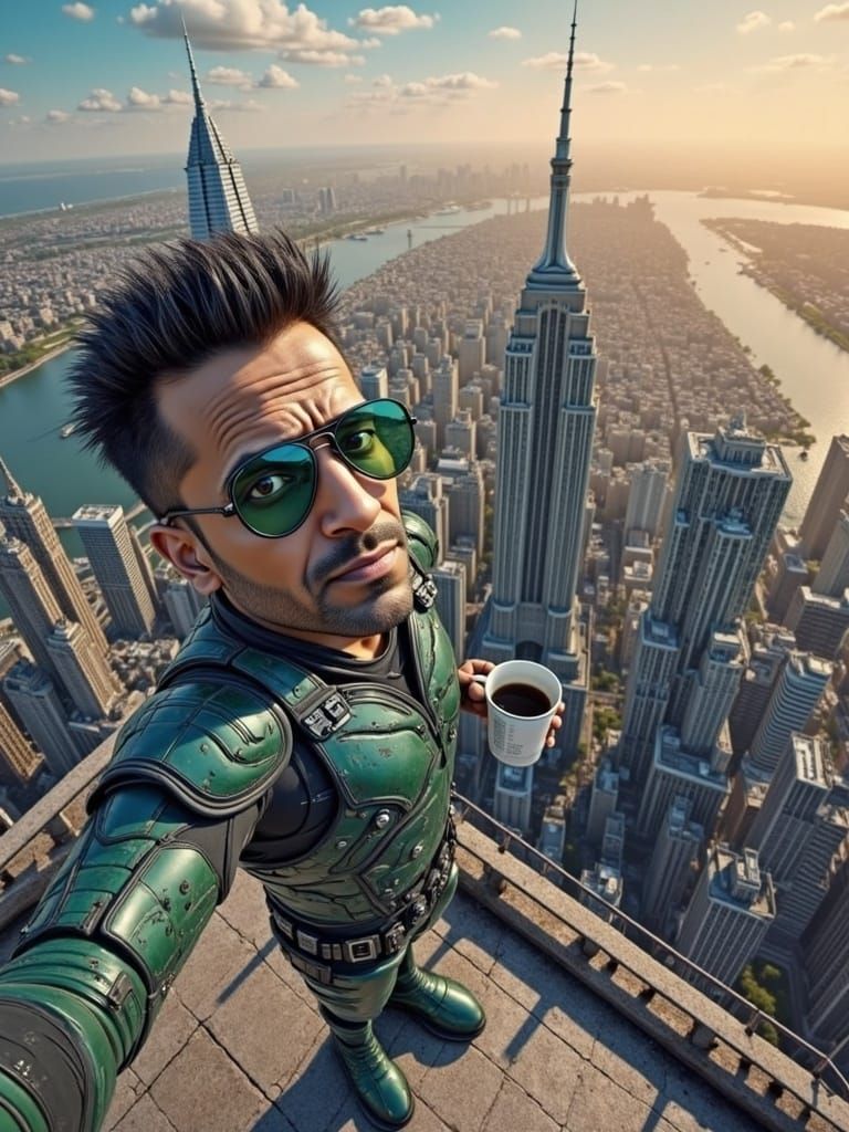 Tired Millennial Dad Striking a Pose in Anime-Style Power Ar...