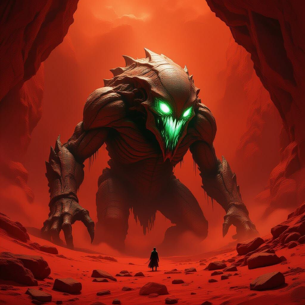 Colossal Martian Creature Awakens Under Red Sands