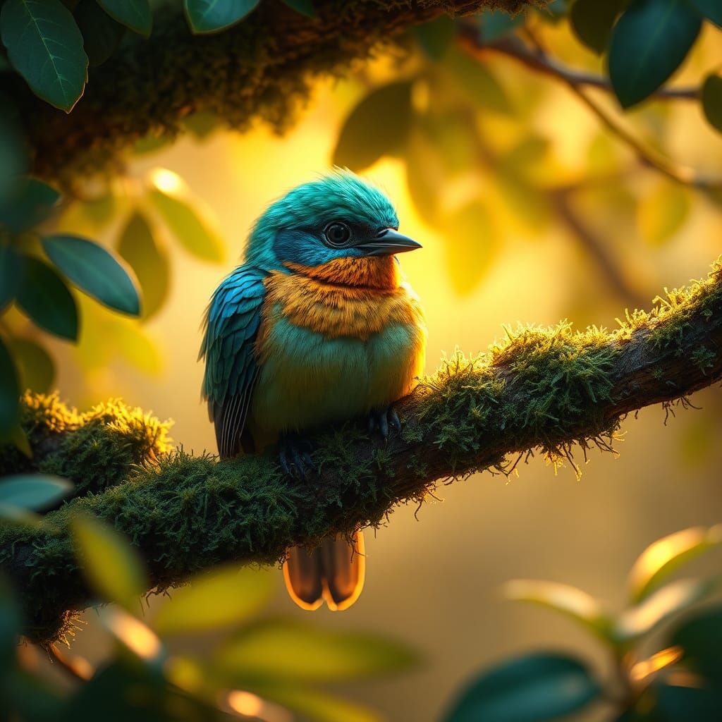 Hatched Earth Bird in Dreamlike Matte Painting