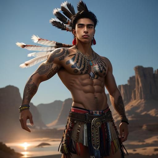 Handsome Native American Man Portrait in Natural Light
