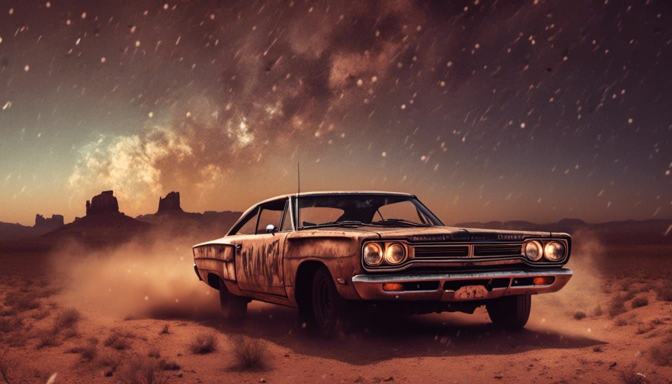 1969 Plymouth Roadrunner Races Desert at Night