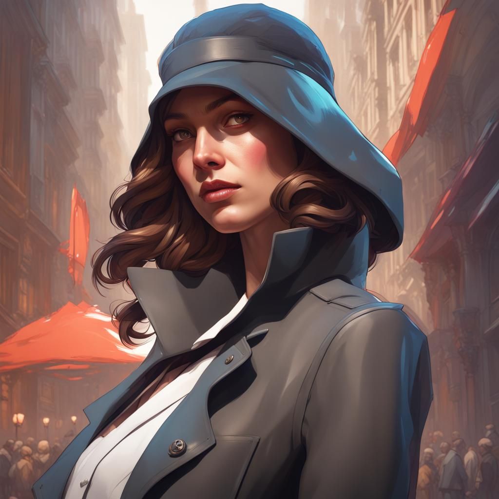 Detailed Spy Portrait in Volumetric Lighting