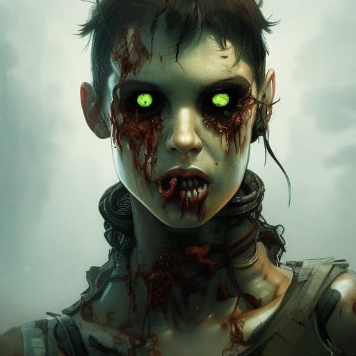Apocalyptic Zombie Portrait in Hyperdetailed Digital Art