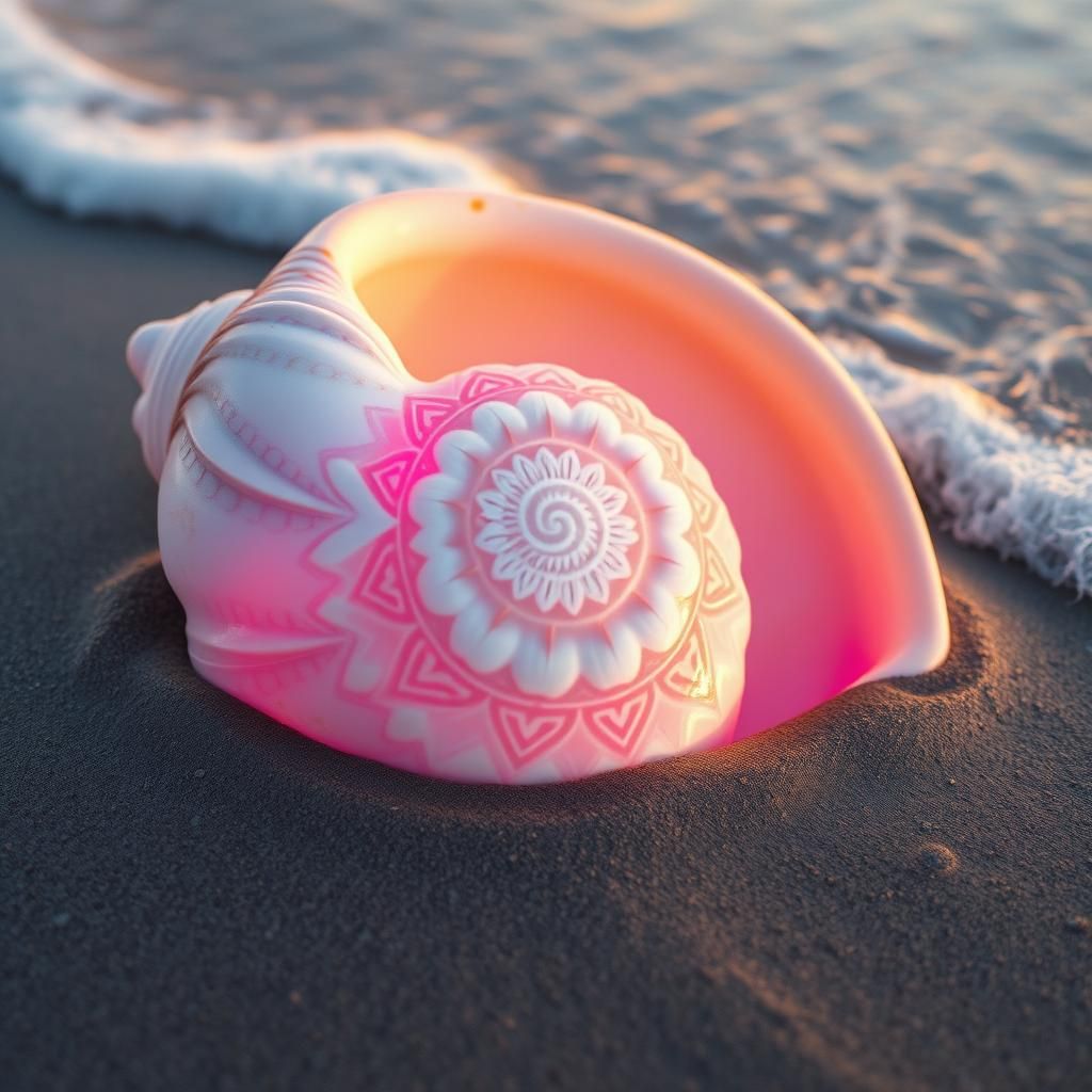 Ethereal Seashell with Intricate Mandala Patterns