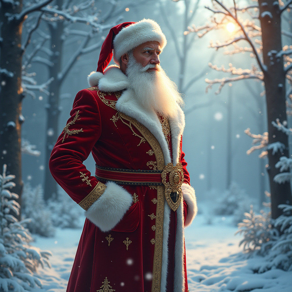 Santa Claus in Mystical Winter Wonderland