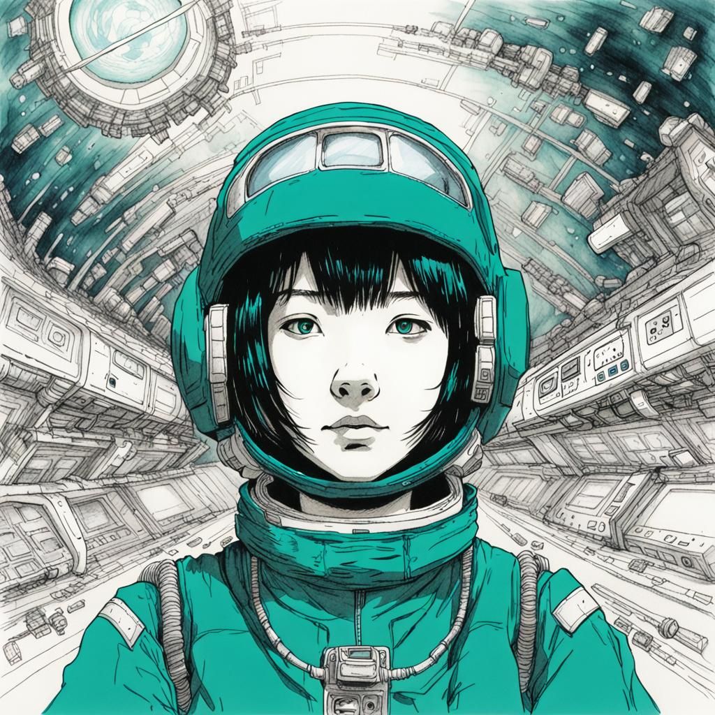 Cute Teal Alien Portrait in Anime Style