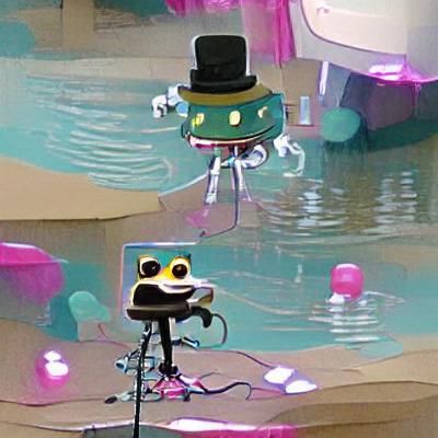 Amphibian Robot Singing with Top Hat