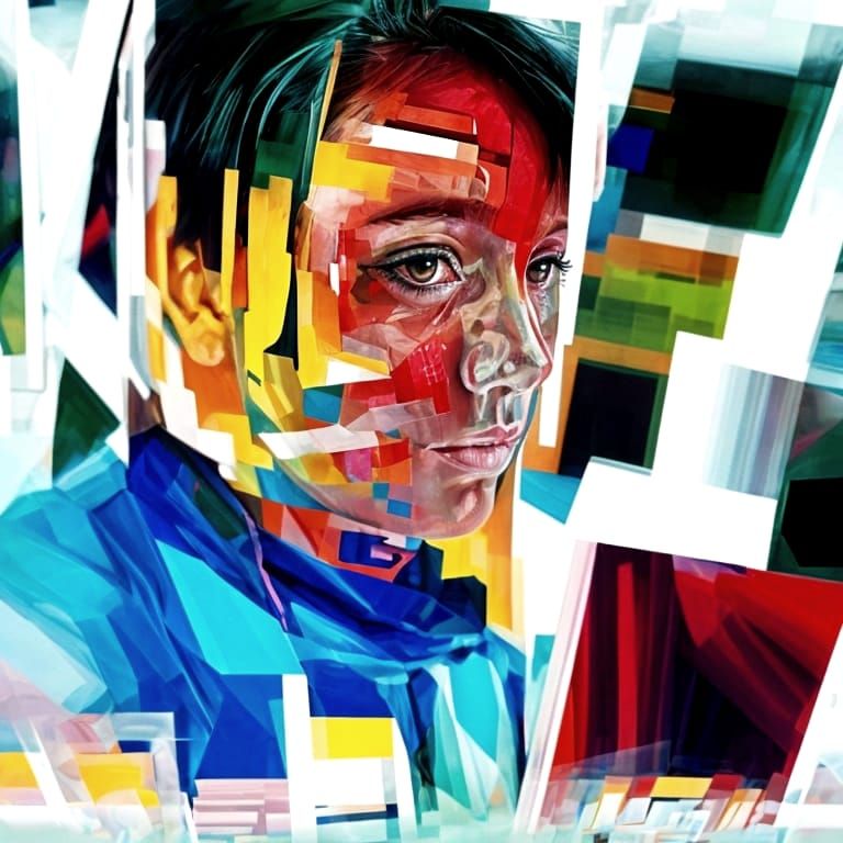Shattered Avatar: Glitch Art Portrait in Vivid Colors