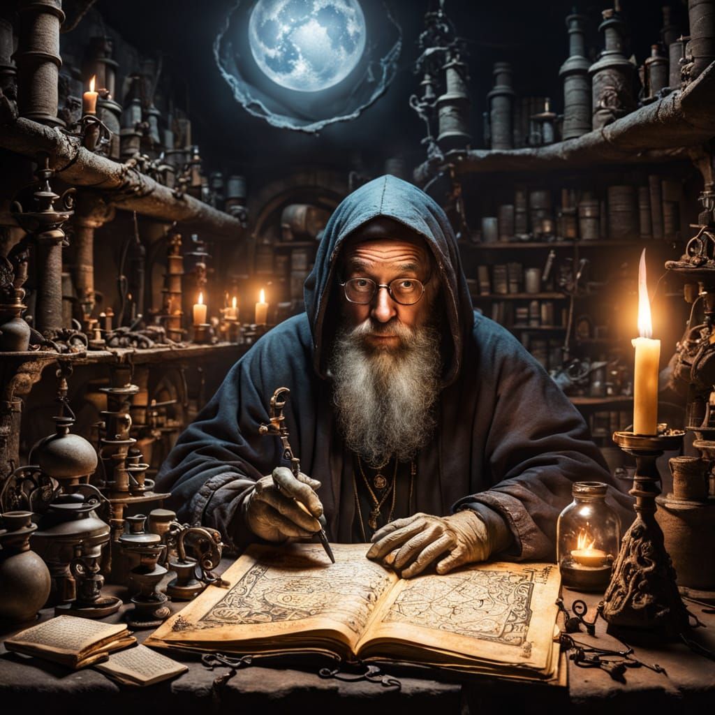 Mystical Alchemist Wizard Unveils Ancient Secrets