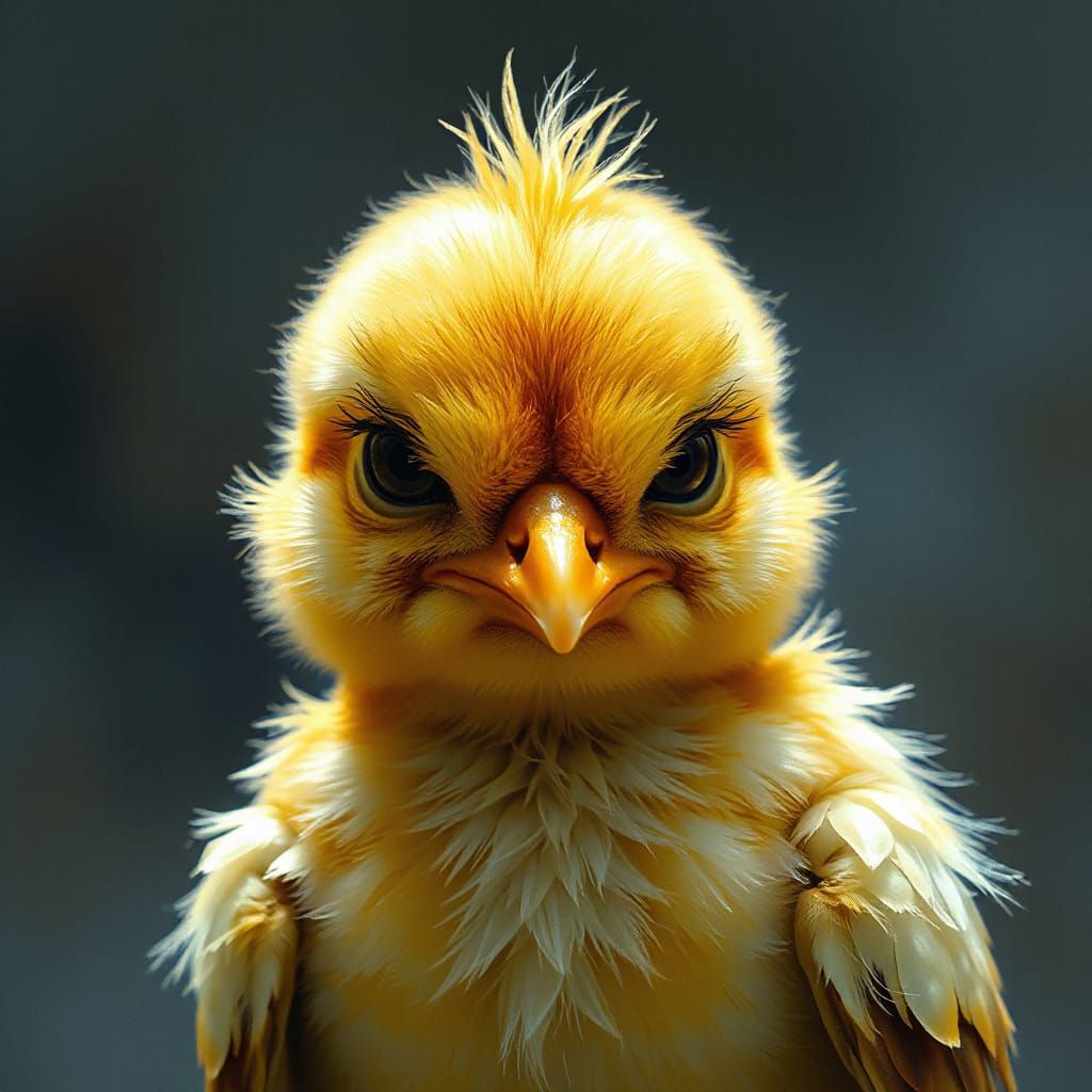 Angry Baby Chick: Detailed Fantasy Art