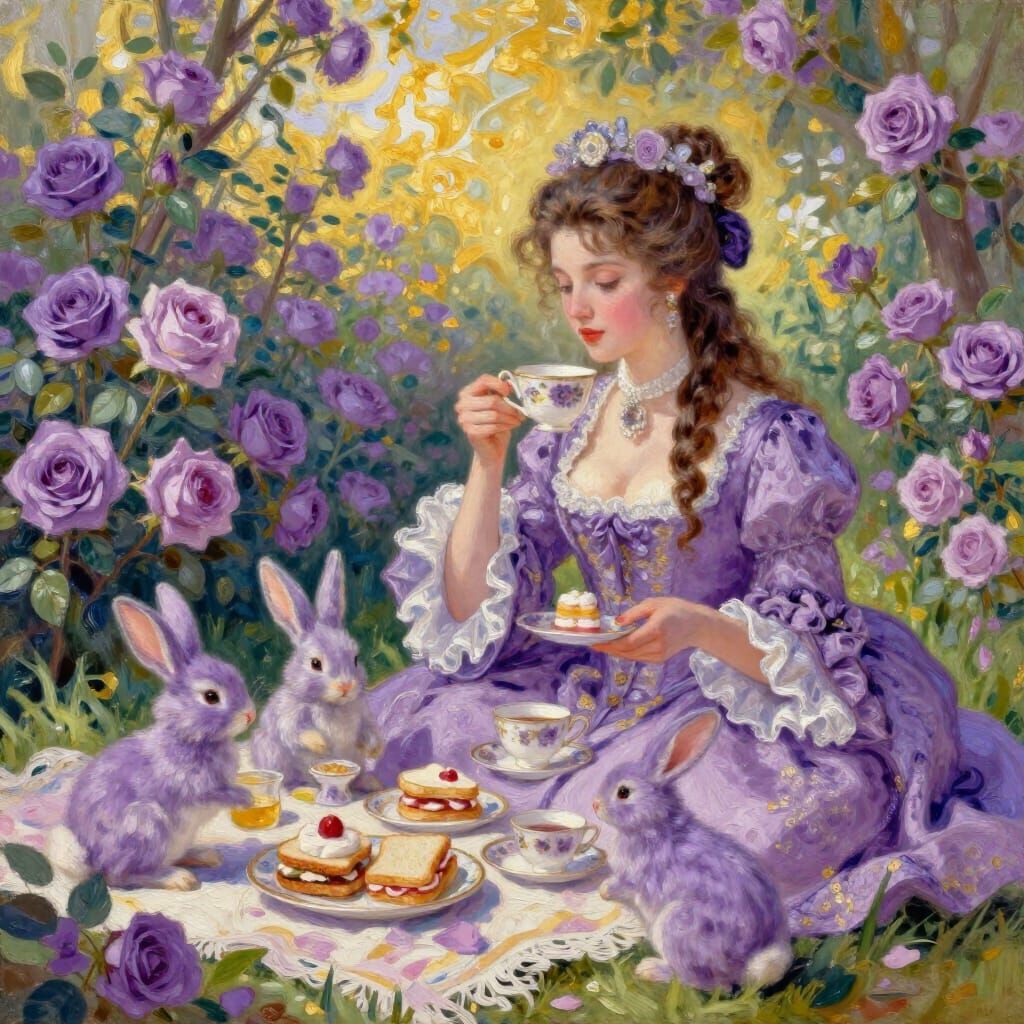 18th Century Nordic Fashionista Enjoys Tea in Baroque Garden