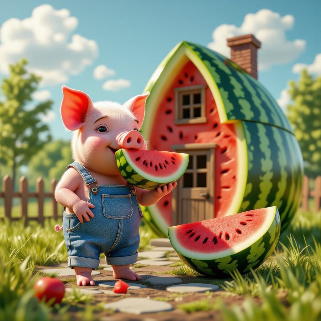 Piggy's Watermelon House Fantasy Art