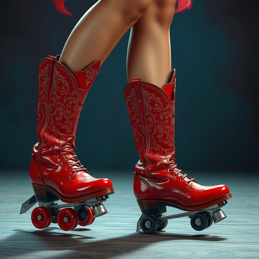Vibrant Red Roller Boots Transform into Twinkling Skates
