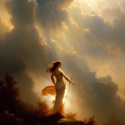 Intricate Storm Wizard in Divine Light Illustration