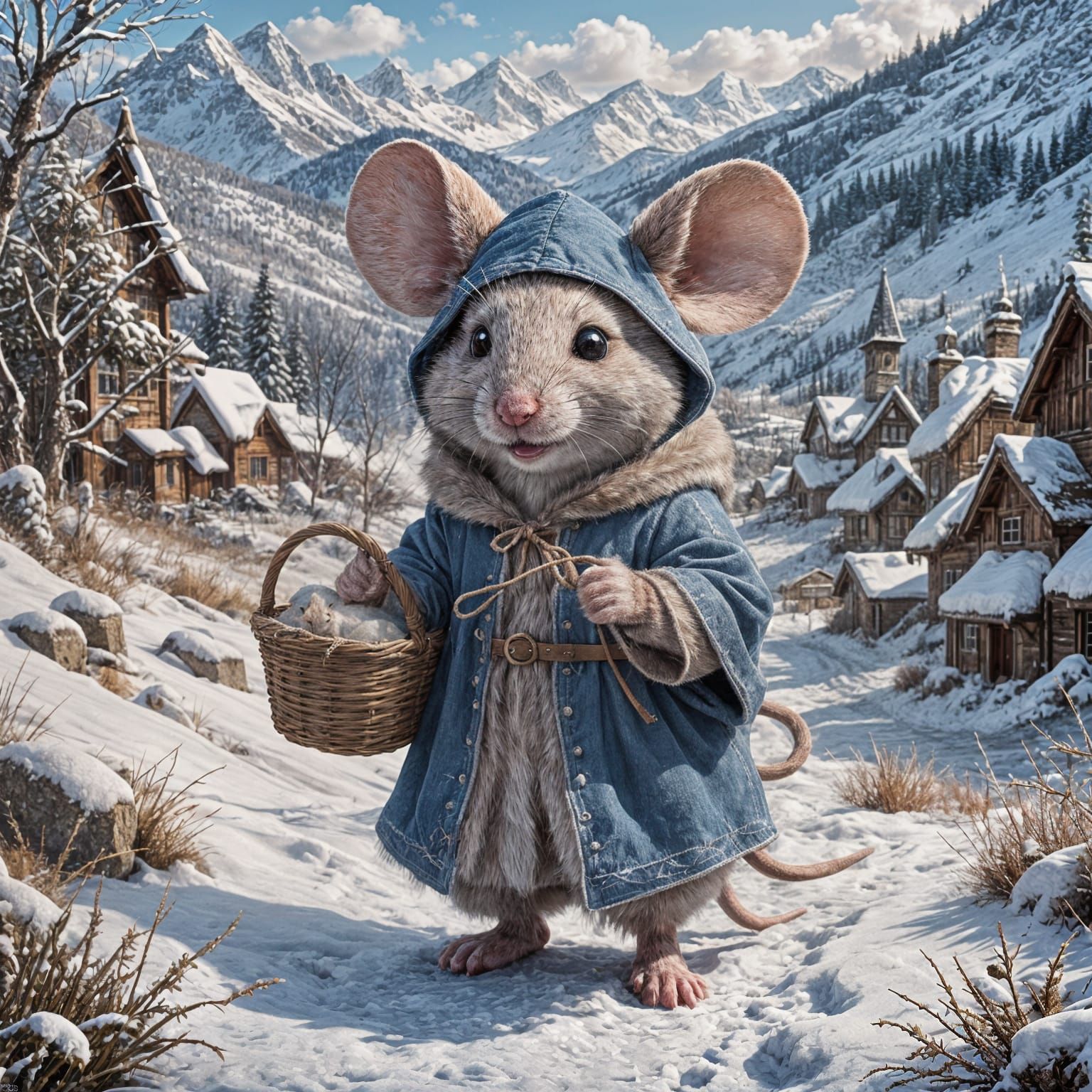 Mouse Adventurer in Snowy Mountains