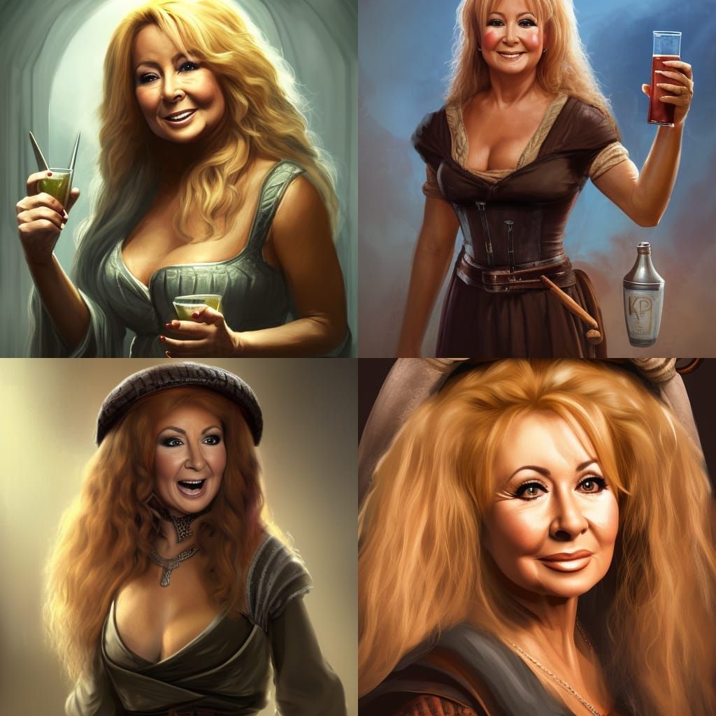 Medieval Barmaid Portrait in Dungeons & Dragons Style