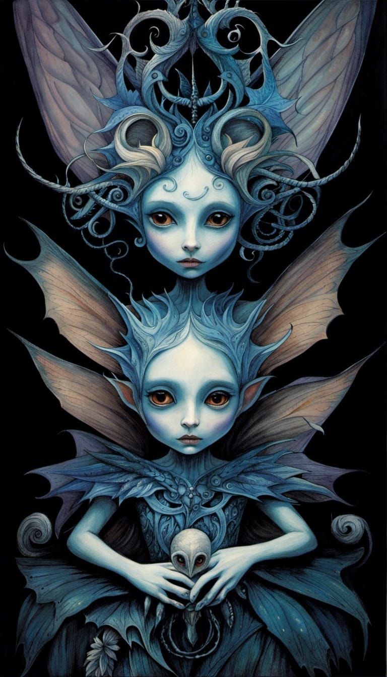 Shadow Creatures and Fairy Princess in Burton Style