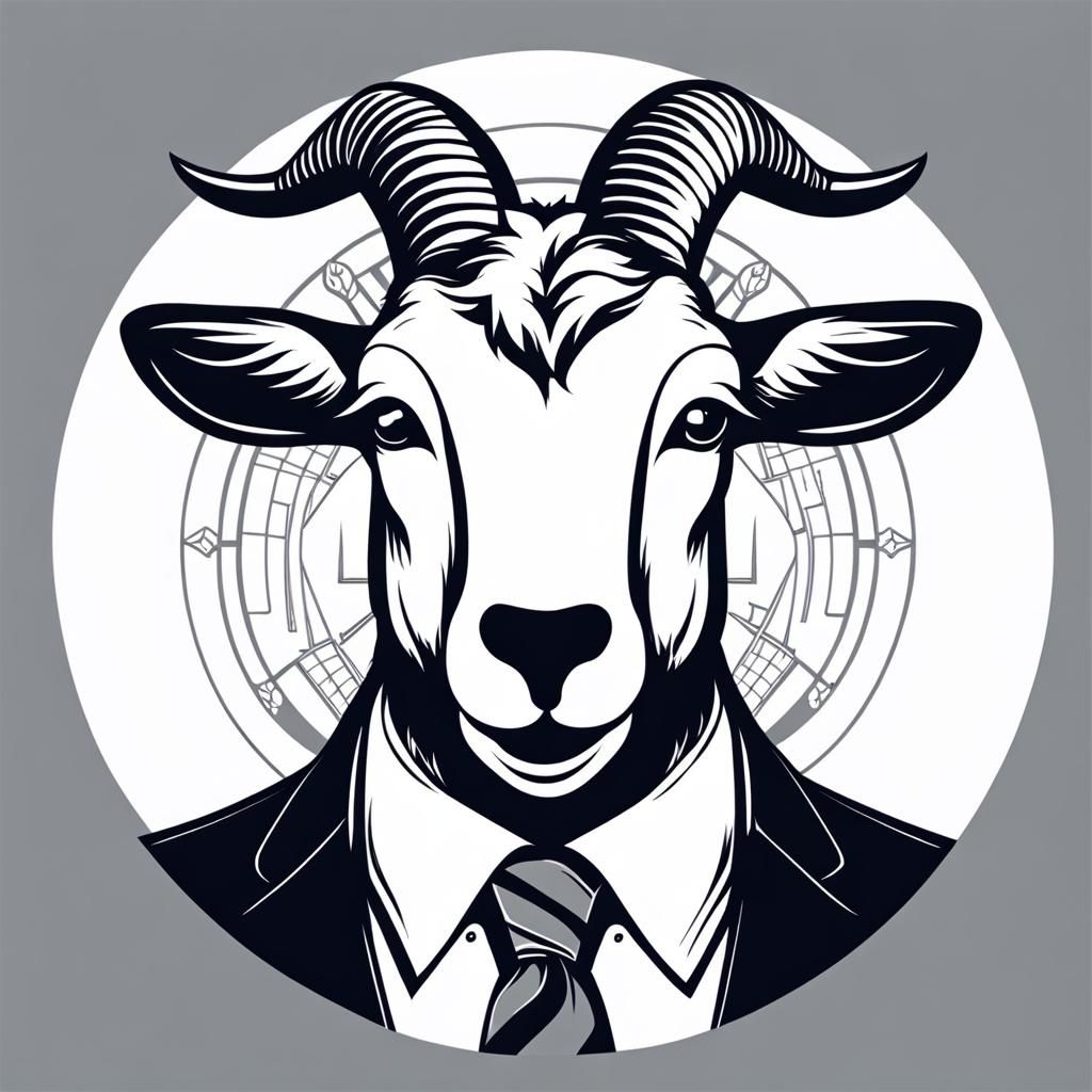 Goat in Shirt and Tie Logo Sketch