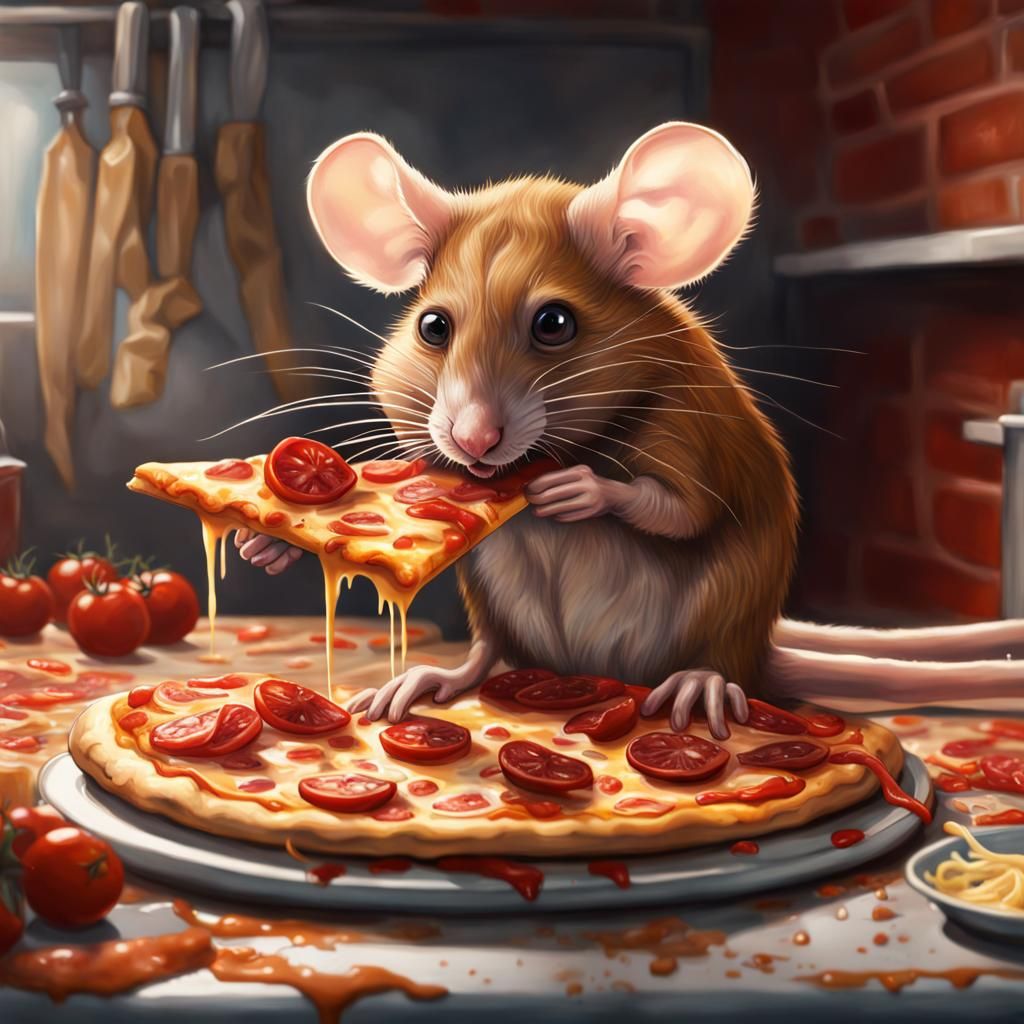 Mice Enjoying Pizza: Hyperrealistic Splash Art
