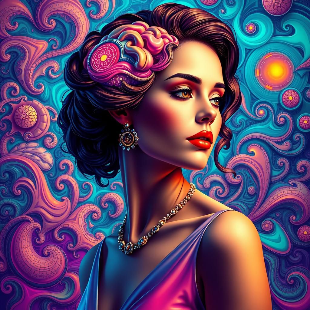 Dreamlike Digital Art: Woman's Mind in Abstract Shapes