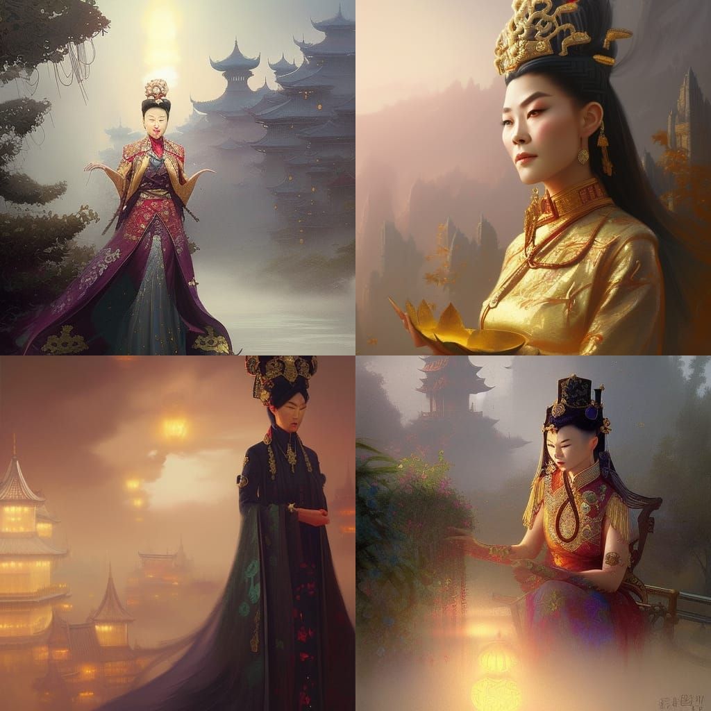 Sinister Empress Dowager Cixi in Ethereal Fantasy Style