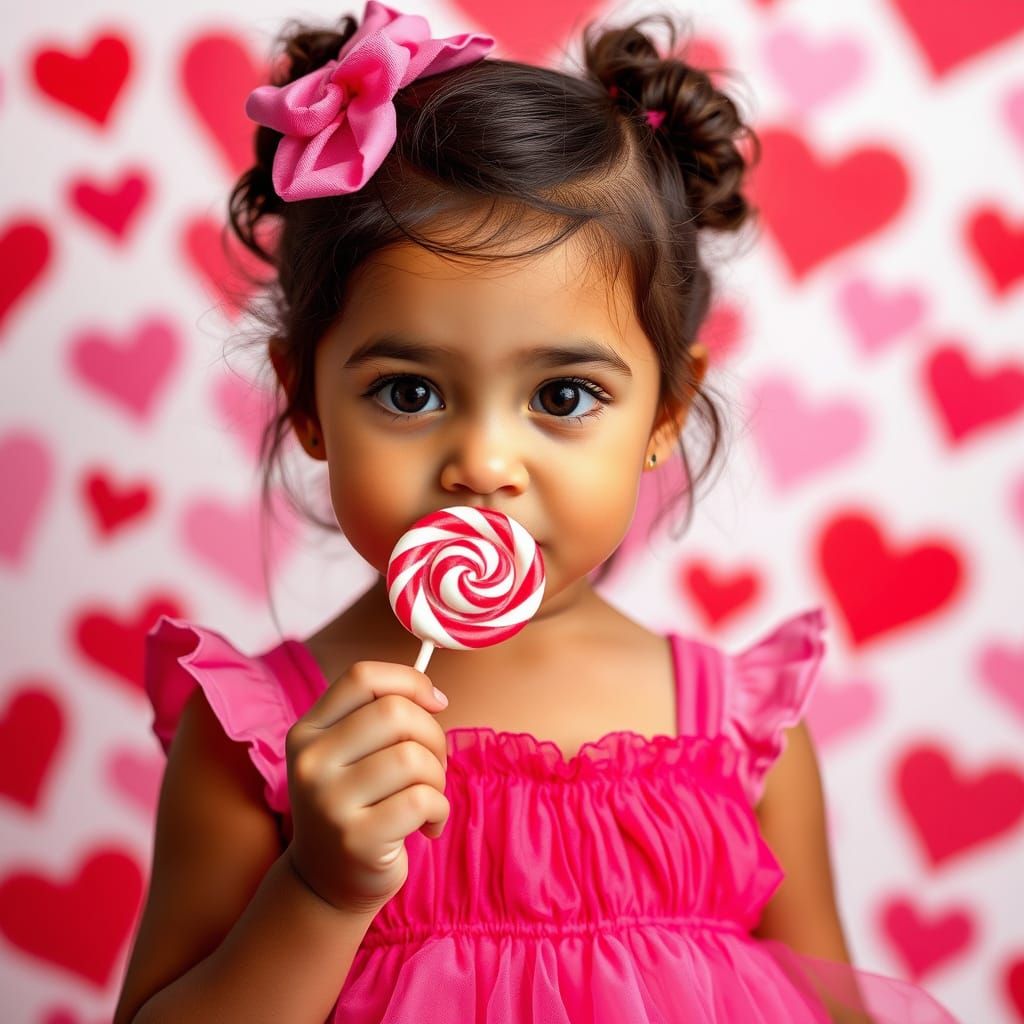 Girl with Lollipop and Hearts, Natural Light Photography