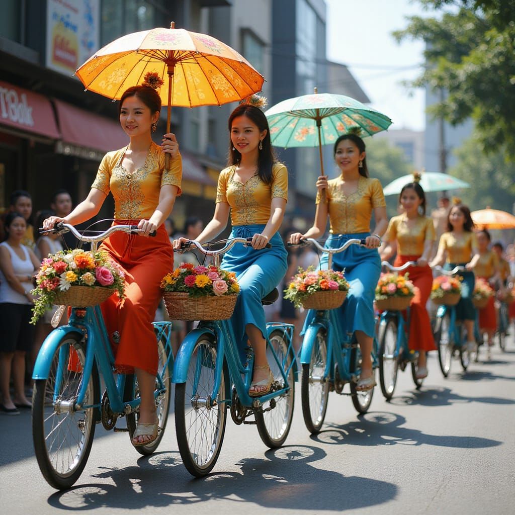 Festive Bangkok Street Scene in Vibrant Thai Style