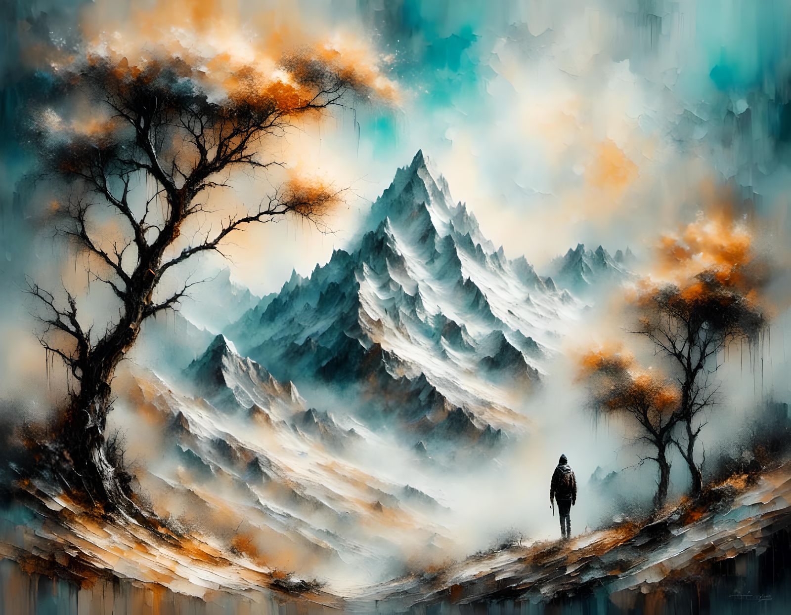 Dreamy Surreal Mountainscape with Pastel Colors