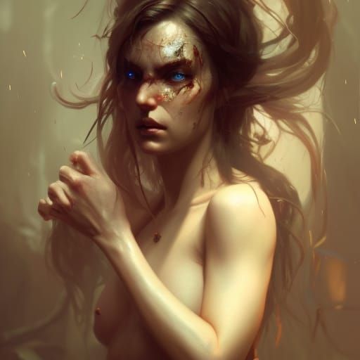 Three-Eyed Dominant Woman: Dark Fantasy Portrait