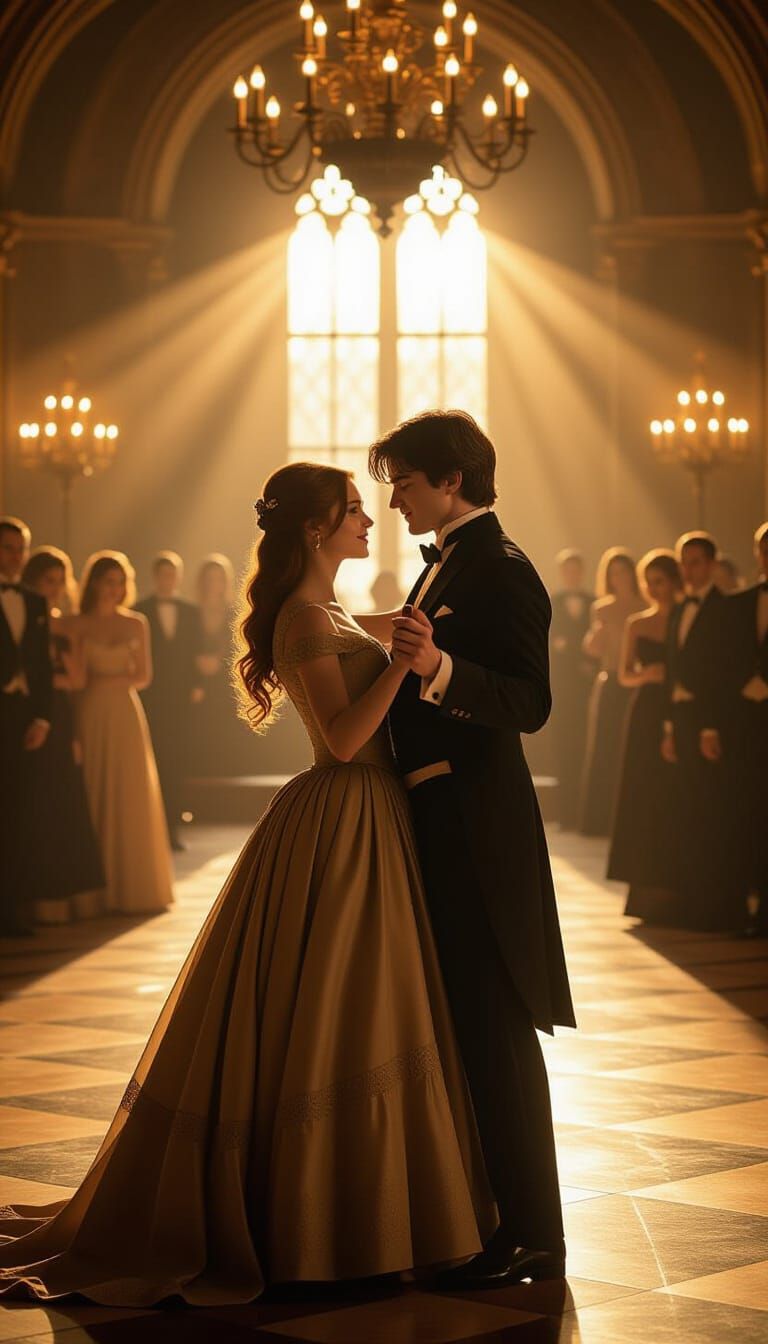 Ginny and Harry Waltzing in Elegant Ballroom