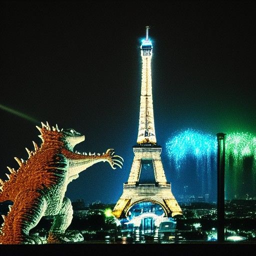 Godzilla at the Eiffel Tower: Splash Art