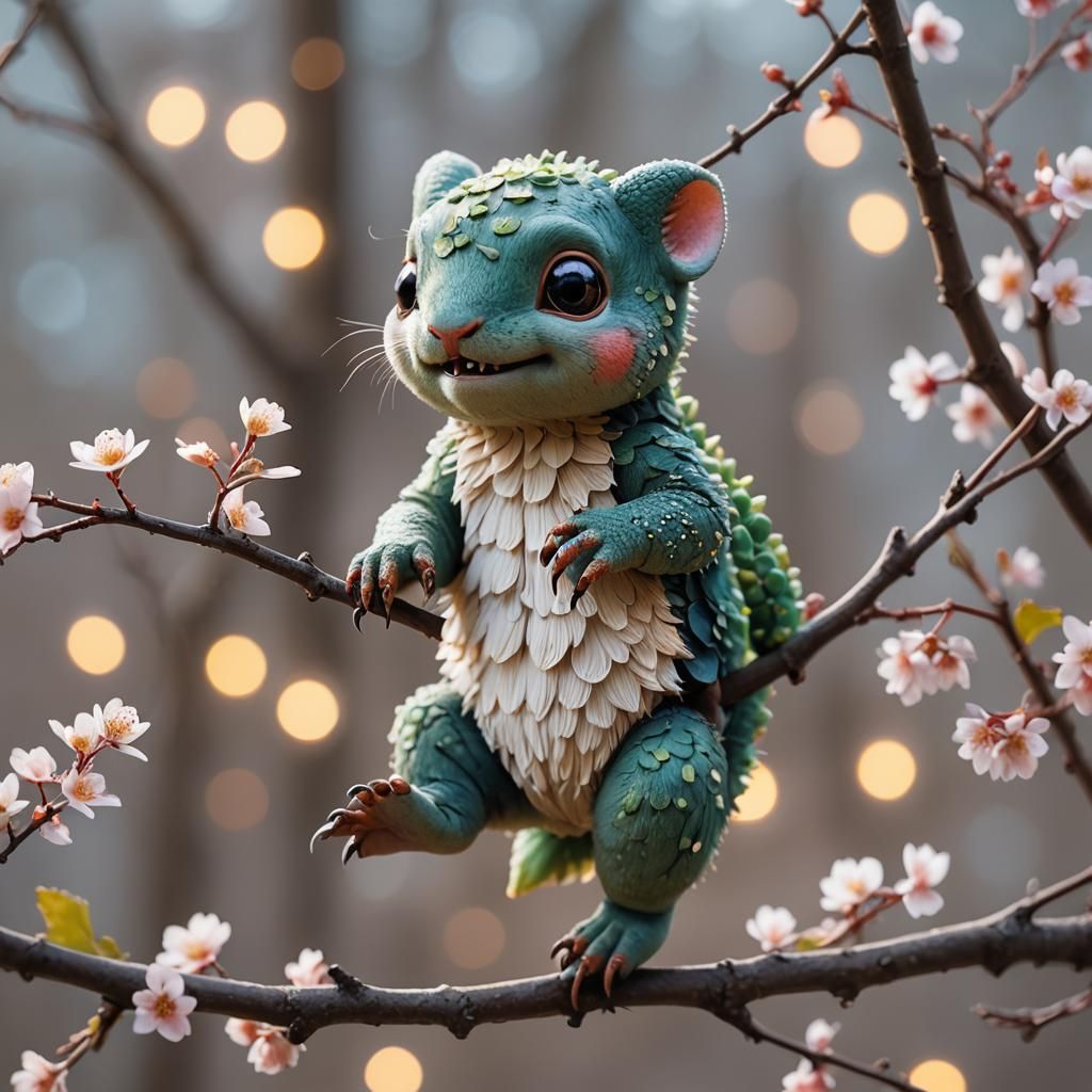 Cute Vineswinger Creature in Whimsical Realism