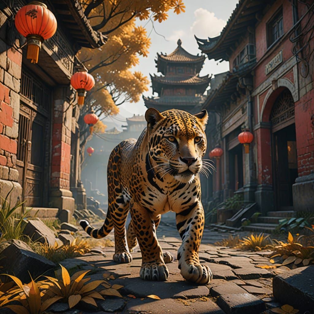 Golden Jaguar in Ancient Chinese Ruins